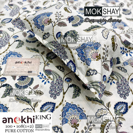 ANOKHI 100% PURE COTTON KING SIZE BEDSHEET WITH 2 PILLOW COVERS [RAJMAHAL KI PASAND]
