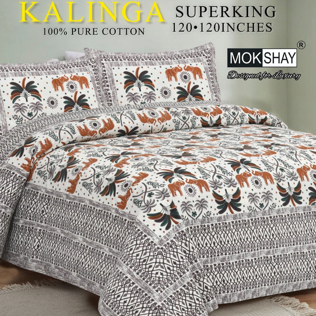 AIRAVAT 300TC ULTRASOFT PURE ORGANIC COTTON SUPERKING(120x120)PREMIUM BEDSHEET WITH 2 PILLOW COVERS