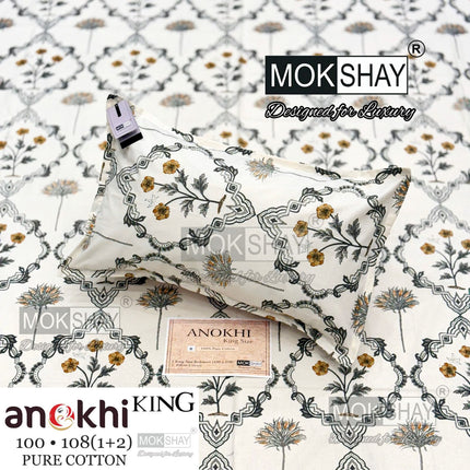 ANOKHI 100% PURE COTTON KING SIZE BEDSHEET WITH 2 PILLOW COVERS [RAJMAHAL KI PASAND]