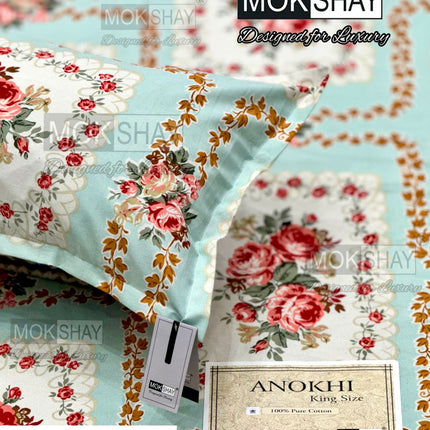 ANOKHI 100% PURE COTTON KING SIZE BEDSHEET WITH 2 PILLOW COVERS [RAJMAHAL KI PASAND]