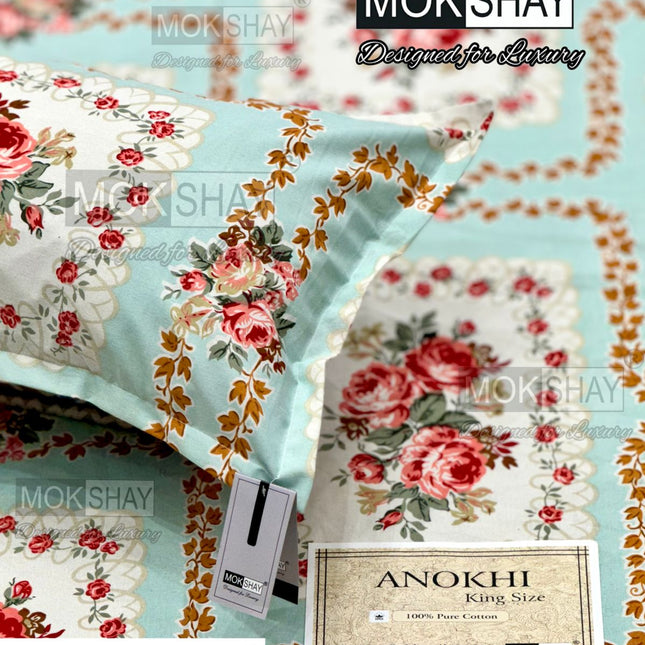 ANOKHI 100% PURE COTTON KING SIZE BEDSHEET WITH 2 PILLOW COVERS [RAJMAHAL KI PASAND]