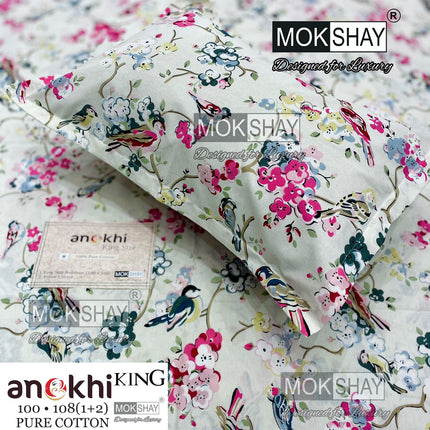 ANOKHI 100% PURE COTTON KING SIZE BEDSHEET WITH 2 PILLOW COVERS [RAJMAHAL KI PASAND]