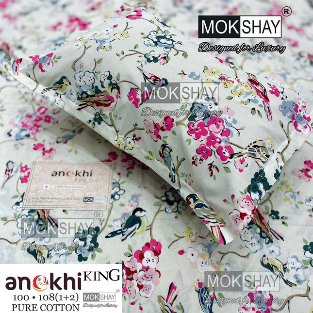 ANOKHI 100% PURE COTTON KING SIZE BEDSHEET WITH 2 PILLOW COVERS [RAJMAHAL KI PASAND]